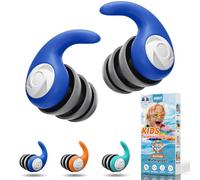 Waterproof Swimming Ear Plugs for Kids - 3 Pairs of Reusable Soft Silicone Swim Earplugs,Ear Protection for Children (4-12 Years Old) - Ideal for Surfing, Diving, Pool, Showering, and Water Sports