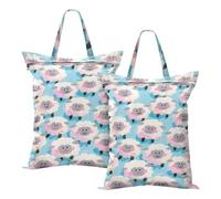 Waterproof Swimsuit Bags For Cute Cartoon White Sheep Dirty Clothes Traveling Bag Beach Pool With Handle 2Pcs