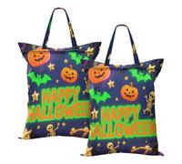 Waterproof Swimsuit Bags For Happy Halloween Neon Bat Colorful Dirty Laundry Bag Bathing Suit With Handle 2 PCS