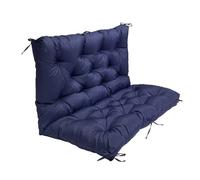 Waterproof Swing Cushions for Outdoor Furniture, Swing Cushions 2-3 Seater Replacement Waterproof Outdoor with Backrest And Ties for Garden Patio Furniture Loveseat,Navy Blue,120x100x10 cm