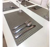 waterproof table mats, Simple Modern Placemat Thickened Pvc Western Table Mat Insulated Mat-Cyan(Gold Silver Black (5 Pieces))