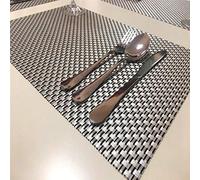 waterproof table mats, Simple Modern Placemat Thickened Pvc Western Table Mat Insulated Mat-Cyan(Silver Black (5 Pieces))