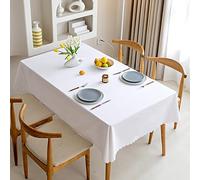 Waterproof Tablecloths White 140x180cm tablecloth Cotton Linen tablecloth Simple Style Wrinkle Free Elegant Wipe Clean tablecloth Waterproof tablecloth Kitchen Table Covers