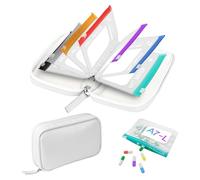 Waterproof Tablet Pouch Set, 7PCS Set A8 Waterproof Tablet Organizer Set with Binder Self-Sealing Design, Reusable Medicines Storage Weekly Medicines Organizer with Writable Notes for Travel Purse Use
