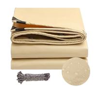 Waterproof Tarpaulin 1.6 x 3 m with Eyelets Reinforced Corners Rectangular Cover for Garden Greenhouse Construction - Premium Beige Waterproof Cover Sheet