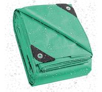 Waterproof Tarpaulin 250 x 270 cm Waterproof Heavy Duty Multipurpose Tarp Cover with Reinforced Eyelets Tear Resistant UV Protection for Garden Furniture Shed Camping, Green
