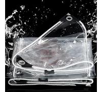 Waterproof Tarpaulin 2x5mTransparent TearResint Windproof 0.35mm Thick with Reced for Outdoor Garden Use