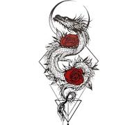 Waterproof Tattoo Sticker Dragon Eagle Skull Rose Fake Tattoos Body Art Arm Tattoo Women Man Totem(210 * 114mm)(001)