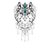 Waterproof Tattoo Sticker Lynx Tattoos Owl Goat Body Art Arm Fake Tattoo Women Men(21 * 14.8cm)(001)
