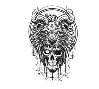 Waterproof Tattoo Sticker Tiger Skull Dragon Flower Body Arm Sleeve Man Women(210 * 148mm)(002)