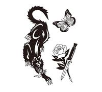 Waterproof Tattoo Sticker Tiger Skull Dragon Flower Body Arm Sleeve Man Women(210 * 148mm)(006)