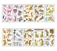 Waterproof Tattoo Stickers Children Cute Cartoon Cheetah Animal Tattoo Stickers Leopard Temporary Face69*120mm
