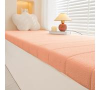 Waterproof Teddy Plush Bench Cushion with Non-Slip Base & Zipper, Ideal for Windowsills & Shoe Changing Stools, Tangerine, 180 x 35 cm - Comfort & Style