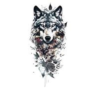 Waterproof Temporary Tattoo Sticker Fire Forest Lion Wolf Tiger Tattoos Man Body Arm(034)