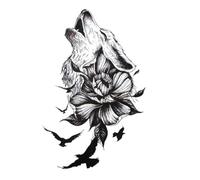 Waterproof Temporary Tattoo Sticker Tattoos Wolf Diamond Flower Body Art Arm Fake Tattoo Women Men 19 * 12cm(001)
