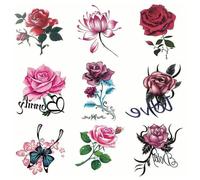 Waterproof Temporary Tattoo Stickers Simulation Rose Flower Butterfly Ankle Collarbone Men Women Body Art Tattoo Stickers(02)