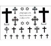Waterproof Temporary Tattoos， Temporary Tattoos，Fashion tattoo stickers Watertight cross hexagram fake tattoo by