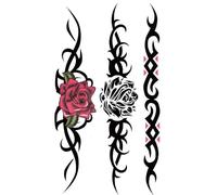 Waterproof Temporary Tattoos， Temporary Tattoos，Watertight and sweat fake tattoos sexy Red rose Black rose for women