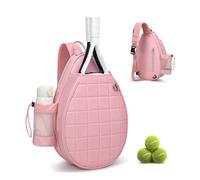 Waterproof Tennis Racket Bag, Quilted Backpack for Pickleball, Crossbody Sling for Men, Women, and Youth