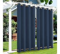 Waterproof Thermal Insulated Outdoor Curtains - Navy Blue, 52"x96" - Ideal for Patio, Garden, Deck Privacy & Energy Efficiency with Double Grommets