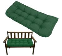 Waterproof Thickened Outdoor Bench Cushions 130x50x10cm for 2 Seater Wicker Rattan Furniture Replacement Seat Pads for Patio Chairs & Sofas (Dark Green)