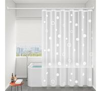 Waterproof Thickened Shower Curtain with White Circle Pattern Bathroom Privacy Curtain No Punch Installation 200x200CM Toilet Partition Curtain