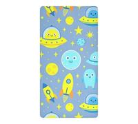 Waterproof toddler sheets toddler bedding Cute Space Alien Print Ufo rocketing Blue Pattern