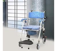 Waterproof Toilet Chair Commode Chair, 3-in-1 Folding Shower Chairs with Wheels, Foldable Wheeled Commode Toilet