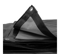 waterproof tough 240gsm black/siver reverse tarpaulins/builders tarps/camping ground sheet ideal tarp cover up to keep items dry and dust free (10m x12m)