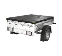 Waterproof Trailer Cover, 600D 7 x 4 Ft Trailer Covers Oxford Fabric with Reflective Strips & Reinforced Eyelets UV Protection Windproof for Outdoor Parking, Seasonal Storage, Long-Distance Travel