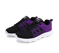 Waterproof Trainers Womens Ladies Running Shoes Slip On Trainers Thick Bottom Air Cushioned Comfortable Walking Shoes with Breathable Mesh Sneakers Ladies Casual Orthopedic Shoes Purple