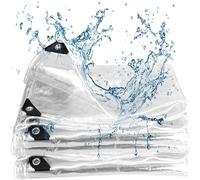 Waterproof Transparent Outdoor Tarpaulin, PVC Tarp for Garden, Balcony, Car, Plants, Greenhouses, 1.3m x 3.2m Weatherproof Cover for Patios & Terraces