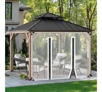 Waterproof Transparent Tarpaulin Side Panels Clear Tarp Curtains with Zipper Door 0.5mm PVC Plastic Outdoor Gazebo Rain Curtains with Grommets W×H 1.5×2.5m (4.9×8.2ft)