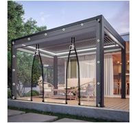 Waterproof Transparent Tarpaulin With Eyelets, Pvc Clear Tarp Curtains With Zipper, 420g/m² Heavy Duty Tarp, Garden Cover, Pergola Gazebo Tarpaulin Side Panels,2zips-5.8x2m/19 * 6.6ft
