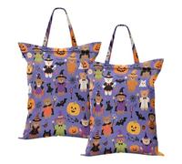 Waterproof Travel Laundry Bags Cute Brown Bear Pumpkin for Halloween Dirty Laundry Bag Swimming Pool With Handle 2Pcs