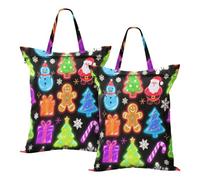 Waterproof Travel Laundry Bags Happy Christmas Fluorescent Green Trees Dirty Clothes Bag For Traveling Swimsuit And Towels With Handle 2 PCS