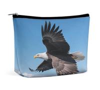 Waterproof Travel Makeup Bag Case Organizer, PU Leather Bald Eagle Cosmetic Bags, Small Toiletry Case Cute, Portable Zipper Pouch for Women Men, Travel Accessories