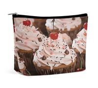 Waterproof Travel Makeup Bag Case Organizer, PU Leather Cupcake and Muffin Cosmetic Bags, Small Toiletry Case Cute, Portable Zipper Pouch for Women Men, Travel Accessories