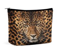 Waterproof Travel Makeup Bag Case Organizer, PU Leather Depict A Leopard Cosmetic Bags, Small Toiletry Case Cute, Portable Zipper Pouch for Women Men, Travel Accessories