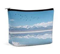 Waterproof Travel Makeup Bag Case Organizer, PU Leather Highland Salt Lakes Cosmetic Bags, Small Toiletry Case Cute, Portable Zipper Pouch for Women Men, Travel Accessories