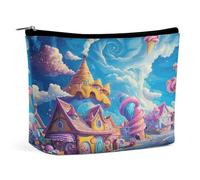 Waterproof Travel Makeup Bag Case Organizer, PU Leather Ice Cream and Candy Cosmetic Bags, Small Toiletry Case Cute, Portable Zipper Pouch for Women Men, Travel Accessories