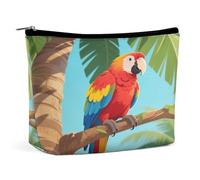 Waterproof Travel Makeup Bag Case Organizer, PU Leather Parrots That Talk Cosmetic Bags, Small Toiletry Case Cute, Portable Zipper Pouch for Women Men, Travel Accessories