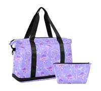 Waterproof Travel Tote Gym Bag Neon Americas Shroom Romance Lilac Large Carry On Bag with Adjustable Strap for Hiking