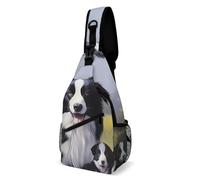 Waterproof Triangle Backpack Border Collie Little Around Mama Printed Strap Daypack Casual Shoulder Pack For Gym, Office, Business