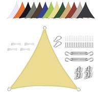 Waterproof Triangle Sun Shade Sail 3.3x3.3m UV Protection PES Polyester Canopy with Accessories for Patio Balcony Garden - Beige Weatherproof Outdoor Cover
