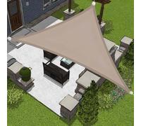 Waterproof Triangle Sun Shade Sail 5x5m - Khaki UV Blocking Canopy for Outdoor Patio Garden Carport Balcony Pergola Camping - 95% UV Protection