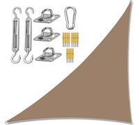 Waterproof Triangle Sun Shade Sail 6x6m - UV Protection Canopy for Garden & Camping - Includes Fixing Kit - Brown Outdoor Shade Solution