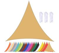 Waterproof Triangle Sun Shade Sail, 90% UV Protection Canopy with Grommets, Windproof Awning for Balcony, Patio, Garden, Beach, Pool, Backyard - Sand Yellow 4x4x4m