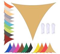 Waterproof Triangle Sun Shade Sail Canopy for Patio & Garden 90% UV ProtectionGrommets Sand Yellow 3.6x3.6x3.6m Outdoor Awning