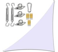 Waterproof Triangle Sun Shade Sail Canopy - UV Block Outdoor Canopy for Garden, Patio & Camping - White 6m x 6m x 6m with Fixing Kit